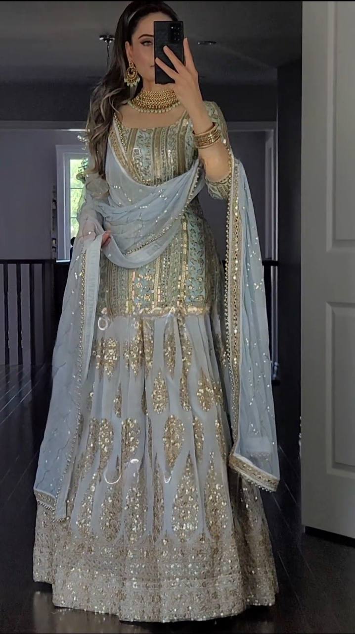 The Sovereign Lavender Shimmer Heritage Lehenga